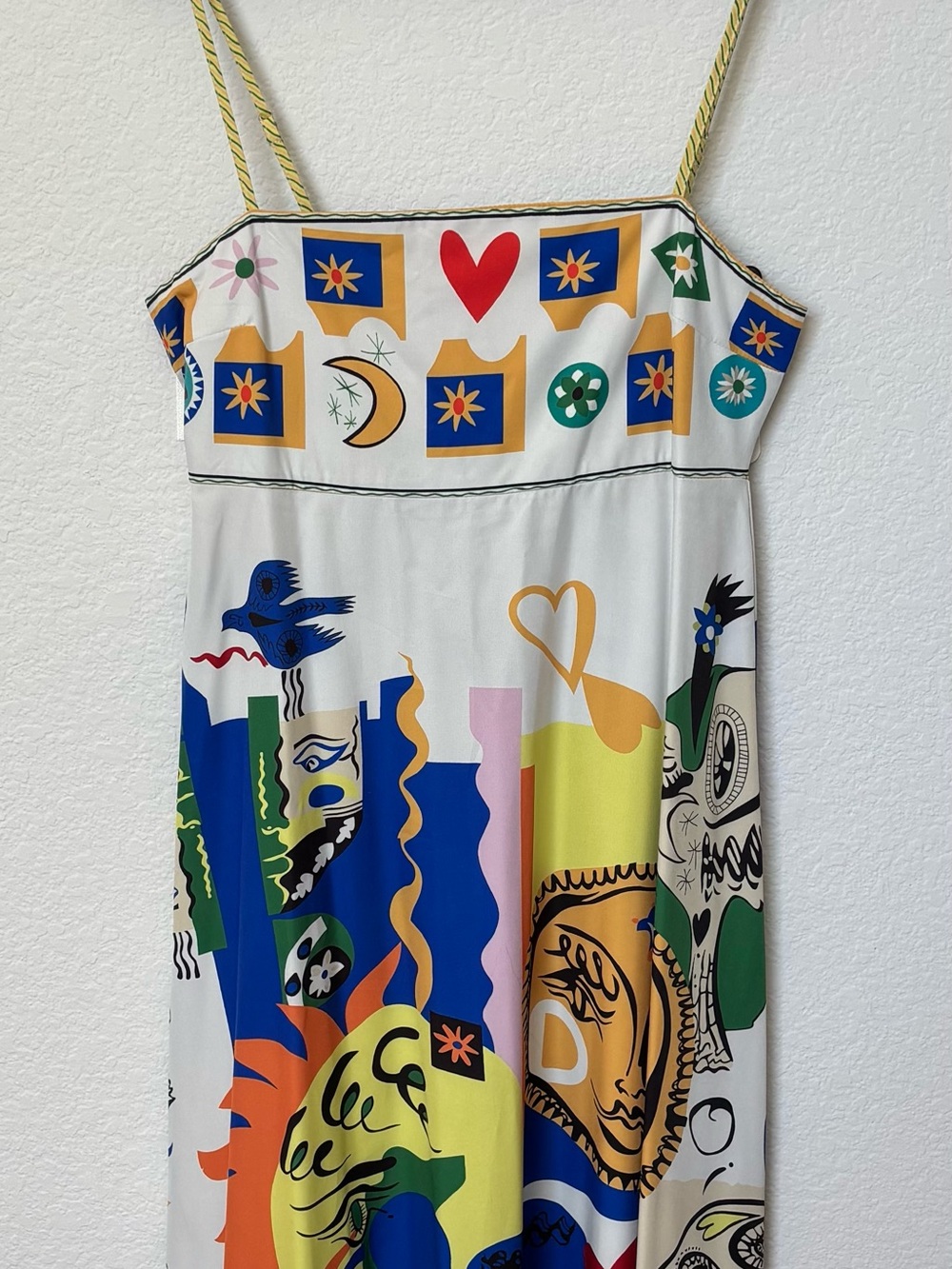 Graphic Multicolor Strap Maxi Dress - White Base